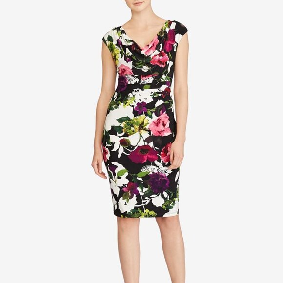 Ralph Lauren Floral Print Cowl Neck Dress - Picture 1 of 13